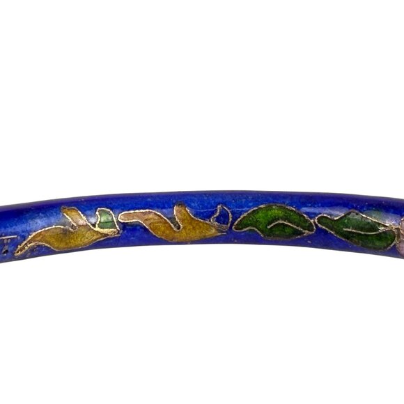 Cloisonné Womens Blue Enamel Floral Bangle Bracelet Various Metal Handmade - Picture 3 of 8